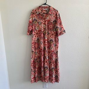 Zara Ikat Print Floral Alessi Multicolor Maxi Dress Size XL